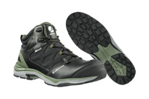 Albatros UltraTrail Olive CTX Mid veiligheidsschoen, rechter zijaanzicht en onderzool.