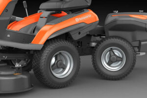 14-inch wielen voor en achter voor optimaal comfort en minimale bodembeschadiging.