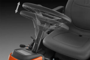 Verstelbaar stuur met telescopische stuurkolom voor een ergonomische zithouding.